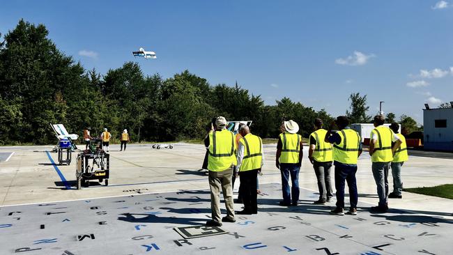 The Amazon developed MK30 drone takes off and lands like a helicopter, flies like a plane using wings.