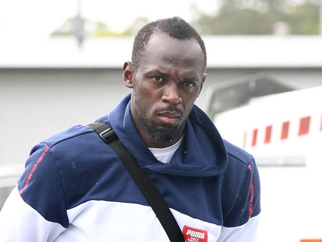 Eight-time Olympic sprinting gold medalist Usain Bolt leaves following a training session with the Central Coast Mariners in Lisarow, NSW, Wednesday, October 17, 2018. (AAP Image/Joel Carrett) NO ARCHIVING