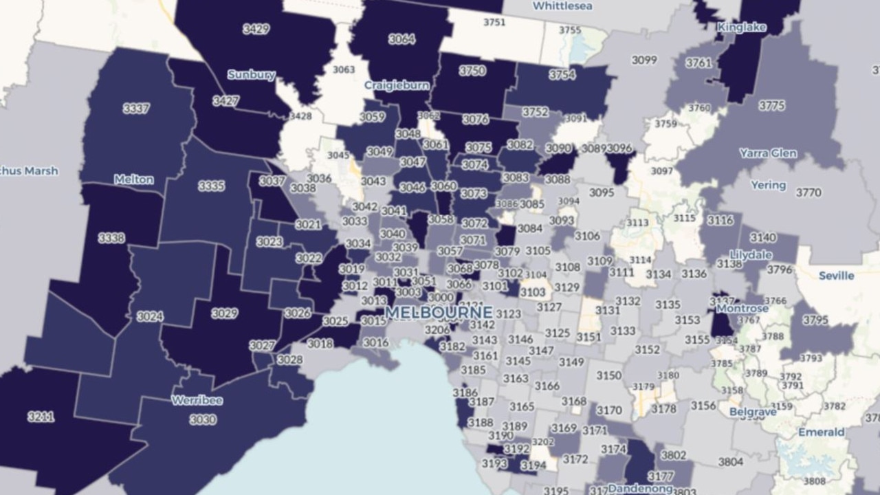 The Victorian Government has released an interactive map of coronavirus cases. Source: Department of Health and Human Services.