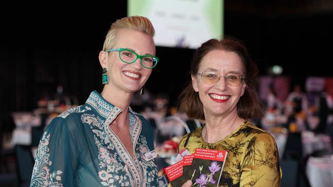 Georgia Lane and Catherine Pickering at the Women of Influence business and bubbles high tea at RACV Royal Pines Resort and Spa. Picture: Portia Large