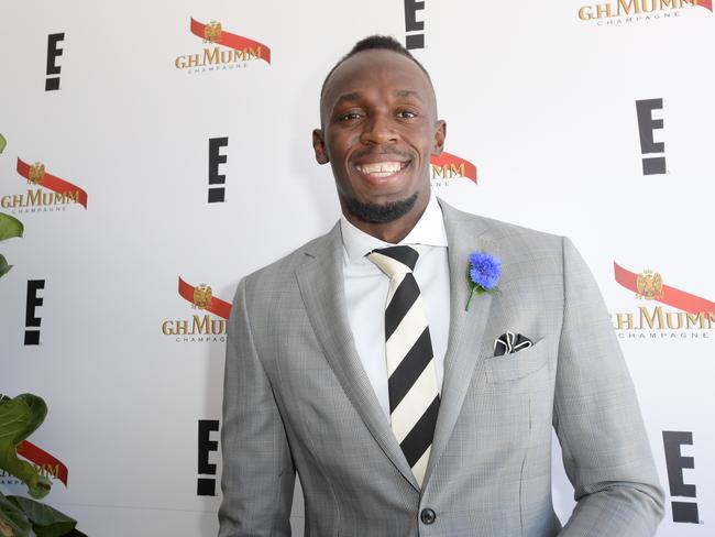 Usain Bolt in the Mumm Marquee at the Birdcage. Picture: Tracey Nearmy, AAP Image.