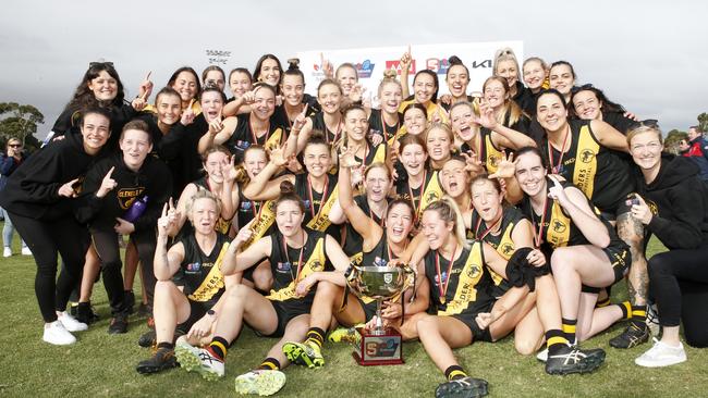 Glenelg beat West Adelaide last year to claim the club’s first SANFLW premiership. Picture: SANFL/ Cory Sutton