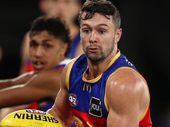 MELBOURNE . 30/03/2023.  AFL Round 3.   Western Bulldogs vs Brisbane Lions  at Marvel Stadium.  Conor McKenna of the Lions   . Pic: Michael Klein