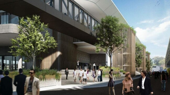 A laneway would be built between the multistorey car park and the new Winx Stand. Image: Cox Architecture