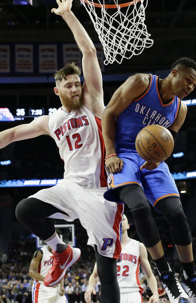 The Pistons wanted no part of this Russell Westbrook dunk