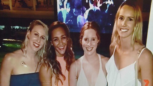 Emma McKeon (far right) was almost barred from the closing ceremony in Rio after a night out.