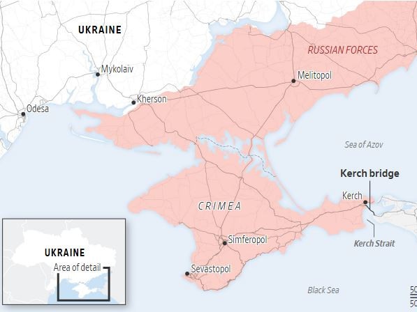 The Crimea area on April 21. Source: Institute for the Study of War and AEI’s Critical Threats Project. Artwork: Emma Brown/WSJ