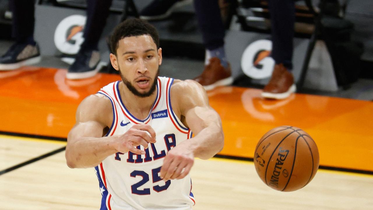 Ben Simmon is ‘kicking stones’ at the Philadelphia 76ers. Picture: Christian Petersen/Getty Images