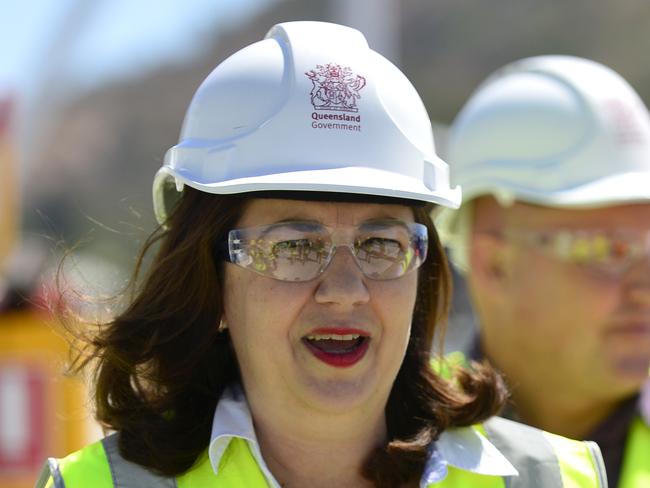 Premier Annastacia Palaszczuk needs more than a hard hat at the moment. Picture: Matt Taylor