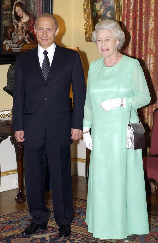 During his 2003 UK trip, Russian President Vladimir Putin hosted a return banquet for Queen Elizabeth II, among other royal. Picture: Tim Graham Photo Library via Getty Images.