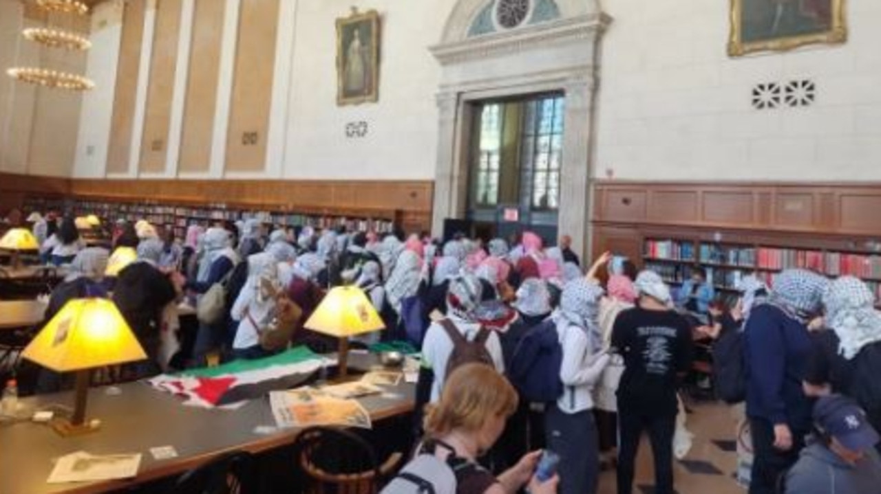 Protesters take over the Columbia University library. Picture: Obtained by NY Post