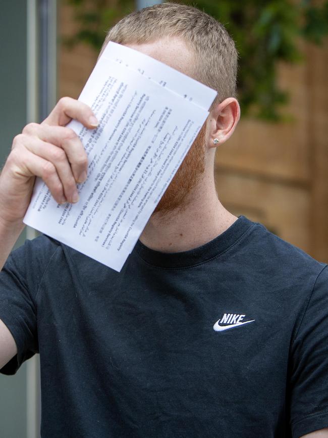 Jack Hayward used his court papers to hide his face. Picture: NCA NewsWire/Emma Brasier