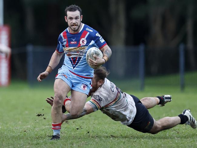 Kendyll Fahey in action for Dora Creek. Berkeley Vale Panthers v Dora Creek Swampies first grade in round eight of the 2024 Central Coast Rugby League competition at Ted Doyle Oval June 9, 2024. Picture: Michael Gorton