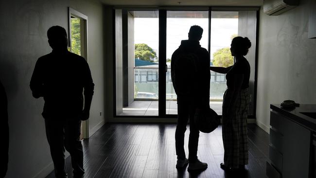 Prospective tenants at a rental viewing in Ascot Vale. Picture: NCA NewsWire / Luis Ascui