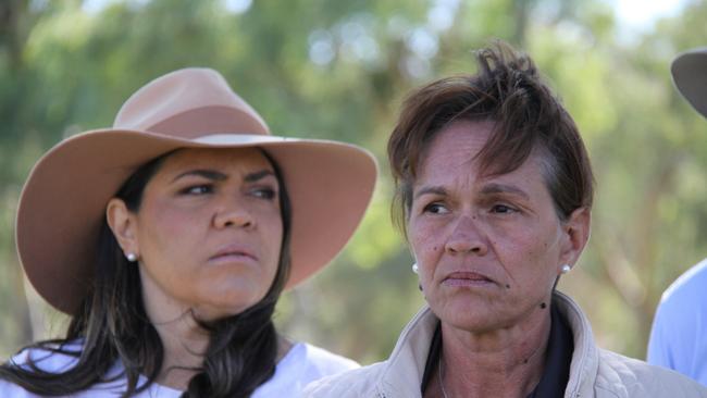 Shadow Minister for Indigenous Australians Jacinta Nampijinpa Price with CLP Lingiari candidate Lisa Siebert in Alice Springs. Picture: Gera Kazakov.