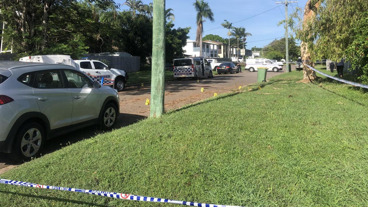 The scene of Saturday night’s shooting, where police shot dead a man in Townsville.