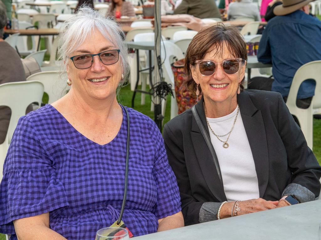 (From left) Shelley Traves and Carol Beavis. Toowoomba Carnival of Flowers Festival of Food and Wine. Friday, September 13, 2024. Picture: Nev Madsen