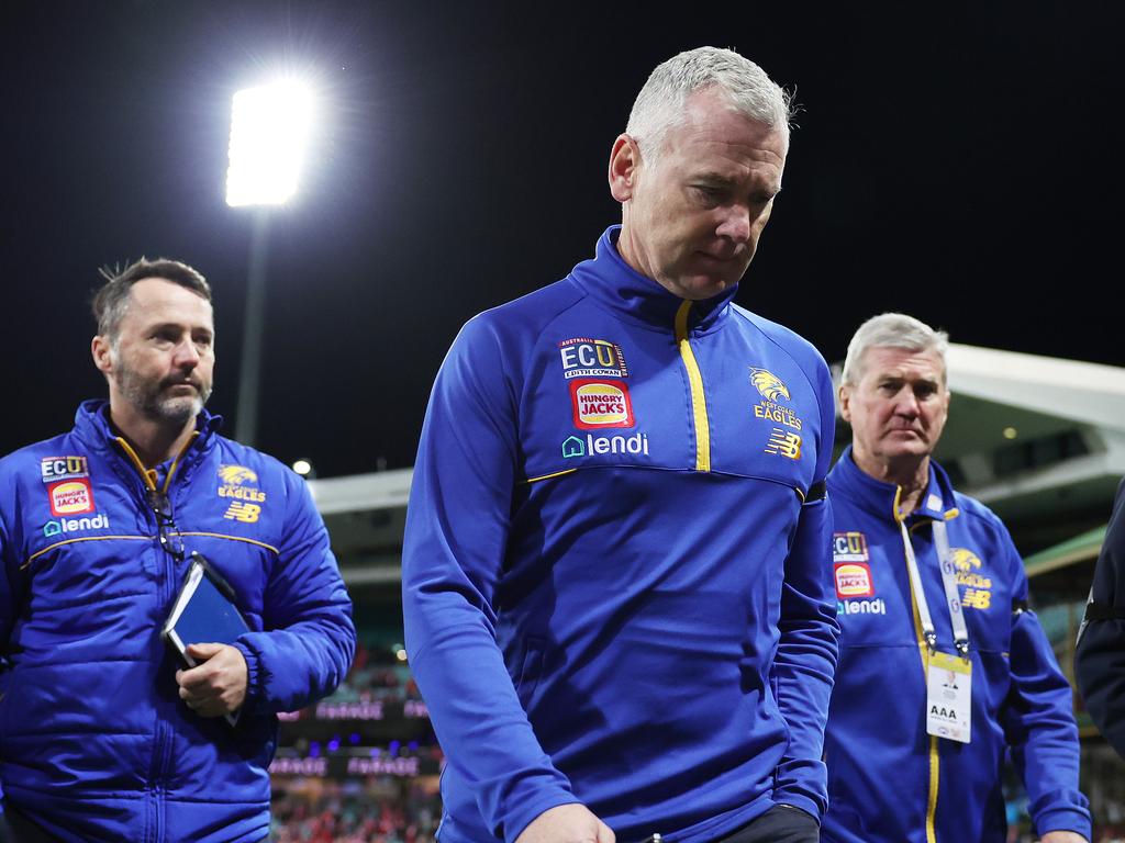 Simpson and the Eagles have endured a horror season with five losses of more than 100 points. Picture: Mark Metcalfe/AFL Photos/via Getty Images