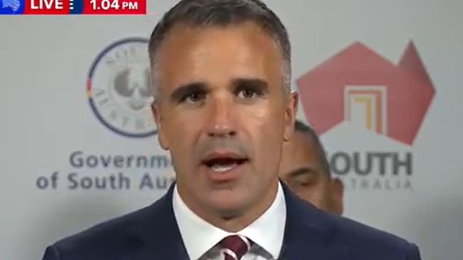 Premier Malinauskas makes the bombshell announcement on Wednesday afternoon. Picture: 9 News.