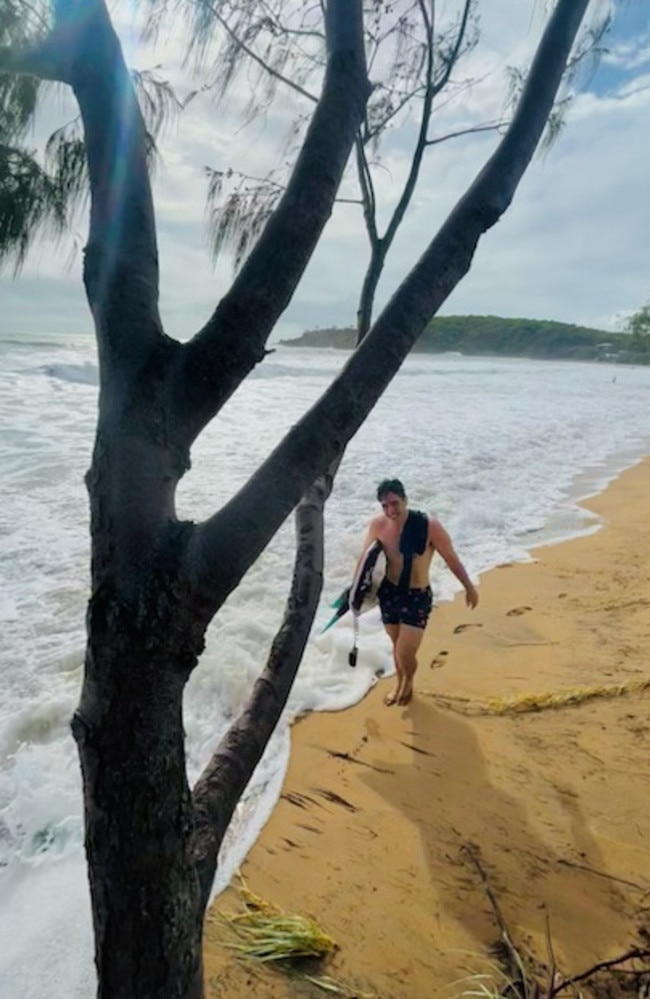 Slater chased the waves as Cyclone Alfred was heading towards the Queensland coast. Photos contributed by the Pearce family.