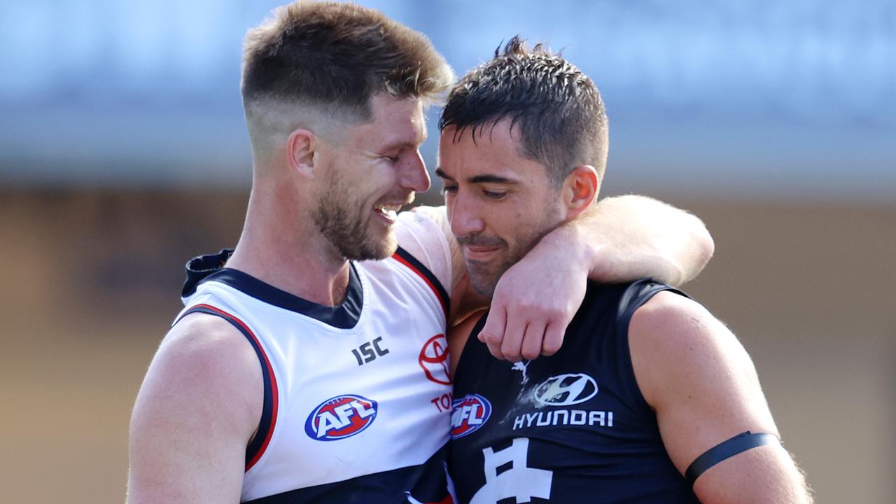 Bryce Gibbs and Kade Simpson. Picture: Michael Klein