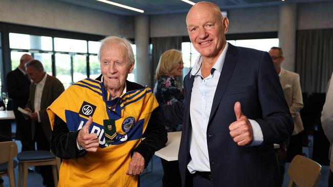 Paul Hogan and Eels legend Peter Wynn. Picture: Richard Dobson