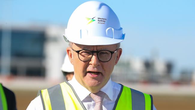 Anthony Albanese at Western Sydney International Airport on Tuesday. Picture: NewsWire / Gaye Gerard