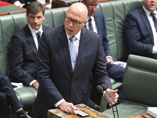 CANBERRA, Australia - NewsWire Photos - August 15, 2024: Leader of the Opposition Peter Dutton during Question Time at Parliament House in Canberra. Picture: NewsWire / Martin Ollman