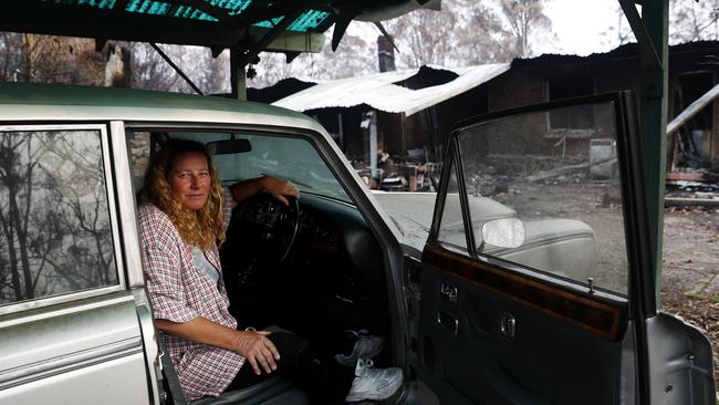 Venessa Downing in the 1971 Rolls-Royce Silver Shadow, in which she sheltered from bushfires at her property at at Quaama on the NSW south coast. Pictures: Nikki Short.