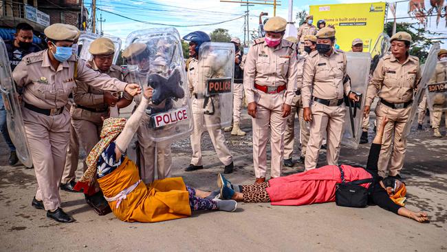 Women protest as they demand restoration of peace in India's northeastern state of Manipur after ethnic violence. Picture: AFP