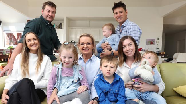 Acting Opposition Leader Sussan Ley surrounded by extended family at home in Albury, NSW. Picture: Alex Coppel