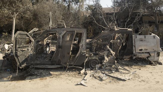 Destroyed military vehicles in Be'eri, Israel. Picture: Getty