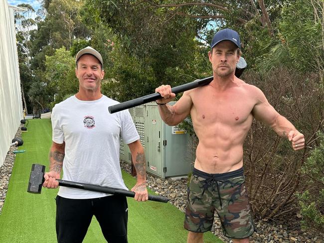 John Gannon and Chris Hemsworth. Photo: Instagram/@johngannontraining.