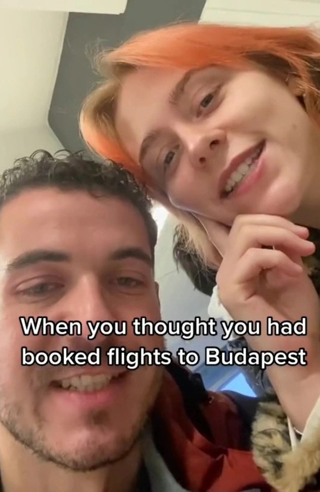 Two friends accidentally booked flights to the wrong country. Picture: TikTok/sophealice