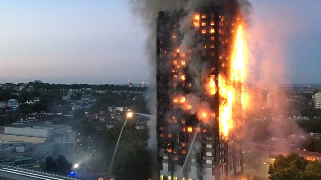 London’s Grenfell Tower tragedy killed 72 people when fire ripped through the 27-storey block of flats. Picture: File