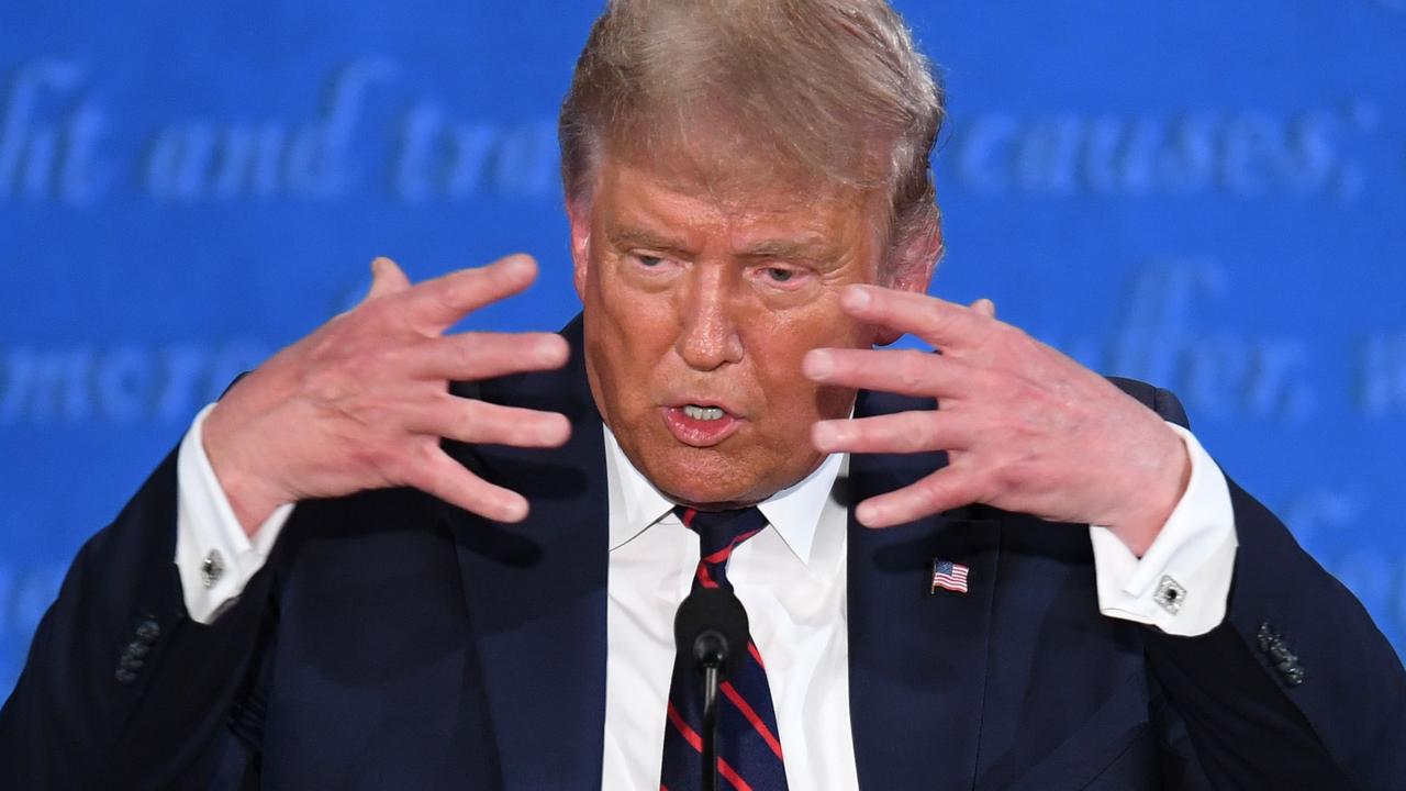 US President Donald Trump accused Joe Biden of wearing a mask unnecessarily during the debate. Picture: Saul Loeb / AFP