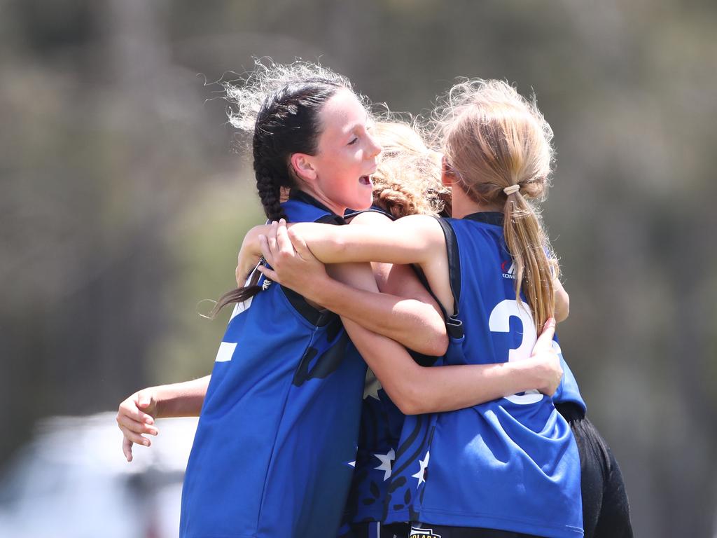 Mooloolaba primary girls won the AFLQ Schools Cup grand final over Oakleigh. Picture: Jason O'Brien AFLQ