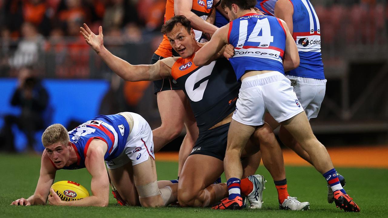 Braydon Preuss will come under the microscope for a rough tackle on Tim English. Picture: Cameron Spencer/Getty Images