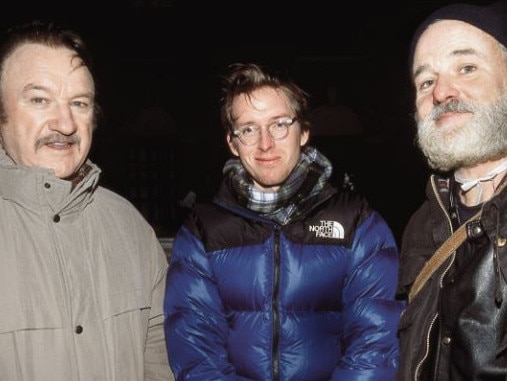 Gene Hackman, Wes Anderson and Bill Murray on the set of The Royal Tenenbaums. Picture: Supplied