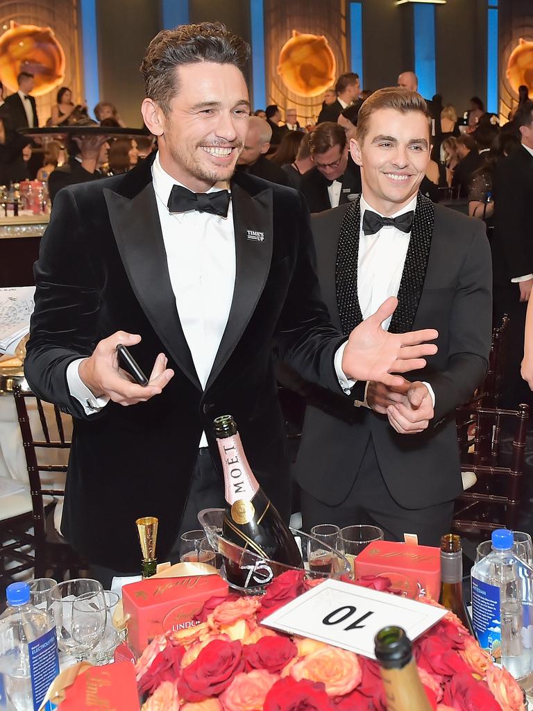 James Franco and Dave Franco attend The 75th Annual Golden Globe Awards at The Beverly Hilton Hotel on January 7, 2018 in Beverly Hills, California. Picture: Getty