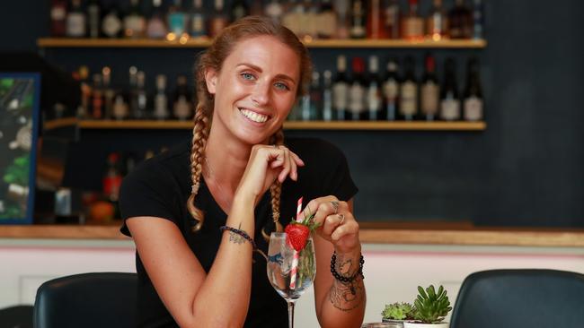 Kate Burda enjoys a gin and soda at The Fox Hole. Picture: Justin Lloyd