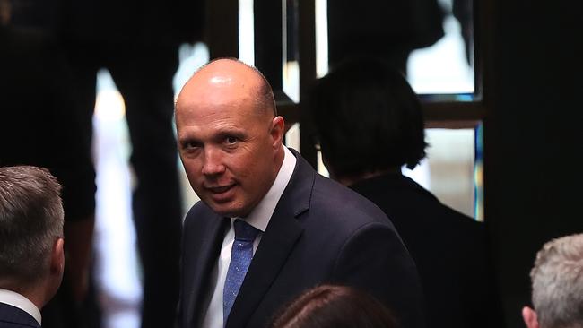 Peter Dutton enters the House of Representatives Chamber today. Picture: Kym Smith