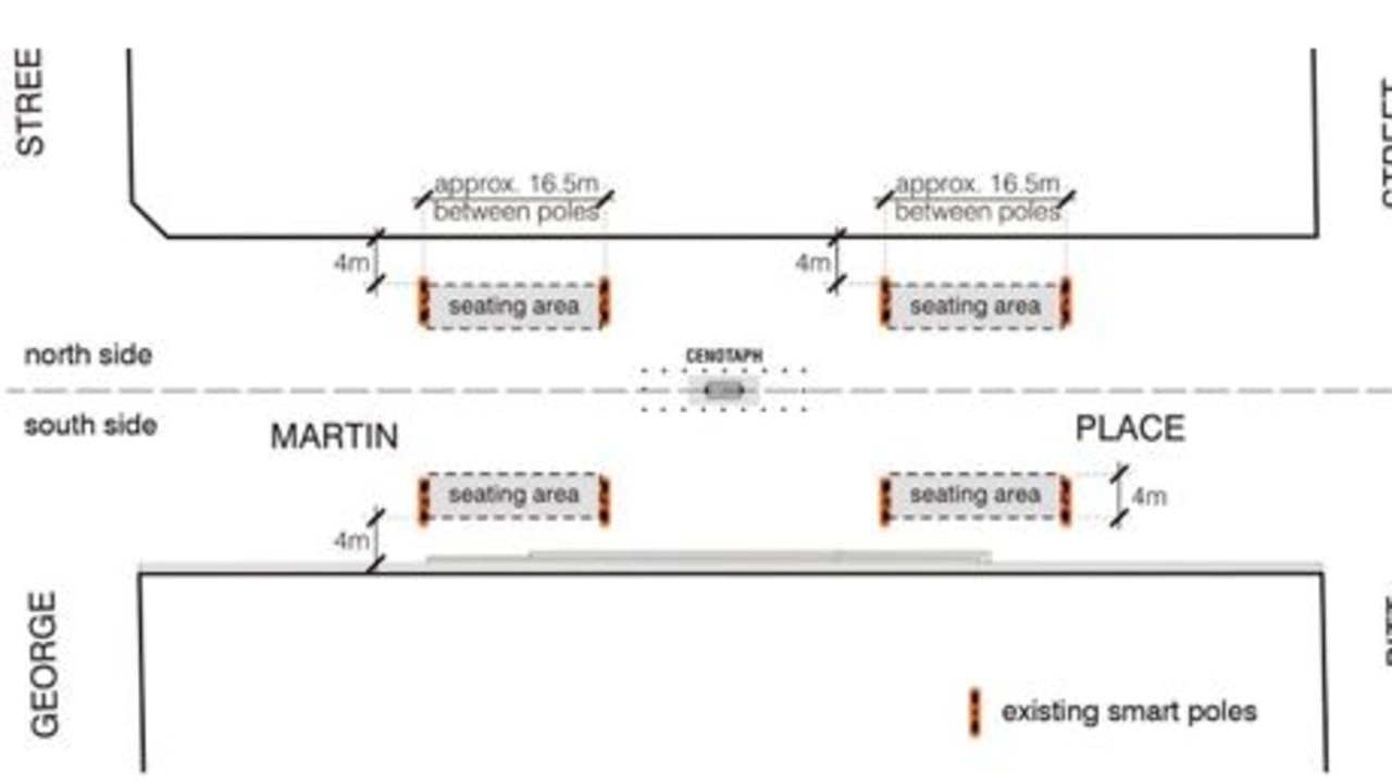 The plans for Martin Place under the outdoor dining guidelines