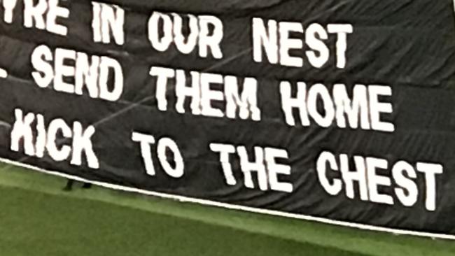 Collingwood's banner for the semi-final against GWS.