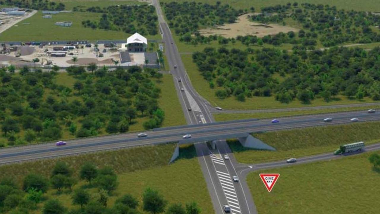 The Alexandra Street grade separation crossing, overpass with entry and exit ramps, of the Rockhampton Ring Road. There are fears it will be downgraded to an intersection.