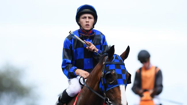 Jockey Adin Thompson was back riding on Tuesday. Picture: AAP Image/Albert Perez