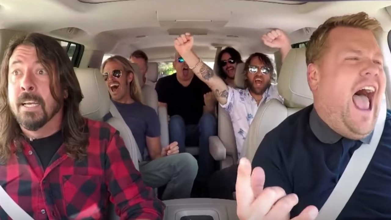 The Foo Fighters cram in for Carpool Karaoke with James Corden.