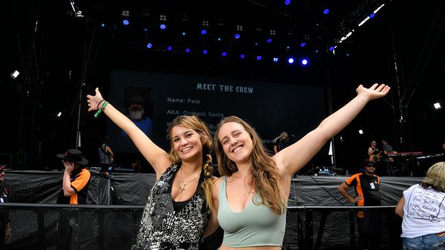 Daniella Coric and Chelsea Nicholson from Melbourne at CMC Rocks on Sunday. The hugely popular event brings in millions of dollars to the local economy.