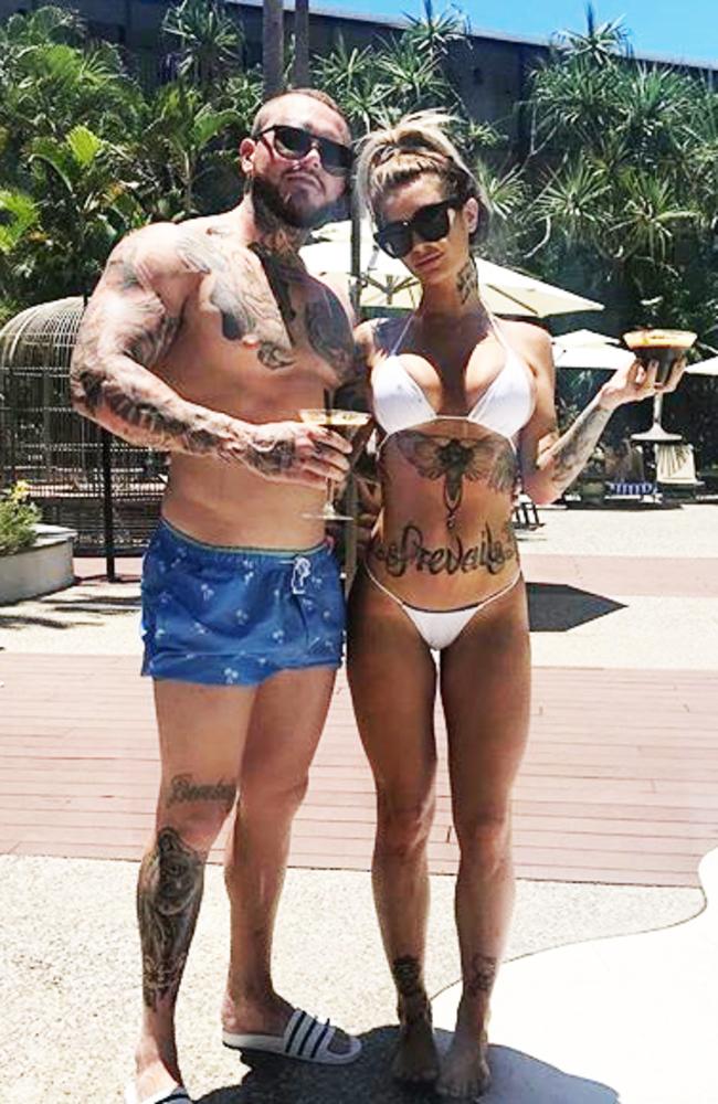 Bikie couple Ben Geppert and Allaina Vader on Hamilton Island before they were ejected after a disturbance.