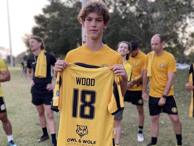 Mindil Aces’ Barnaby Wood became the youngest player to contest an Australia Cup match. Picture: Tony Wilson.